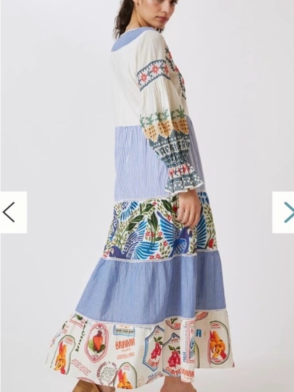 FARM Rio Blue, White & Multicolor Patchwork Maxi Dress - Picture 2 of 16